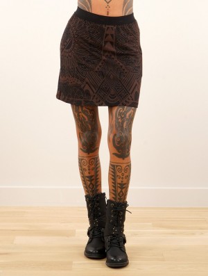 Toonzshop Minthara Africa Printed Mini Skirt Rock Damen Schwarz | 3048QYKEI