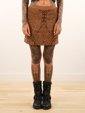 Toonzshop Minthara Africa Printed Mini Skirt Rock Damen Caramel | 1079LHPEB
