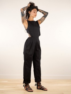 Toonzshop Minyar Bare Back Strappy Jumpsuit Jumpsuit Damen Schwarz | 1620BDPGV