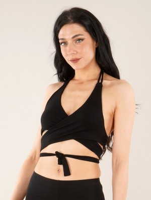 Toonzshop Nahri Crop Top Bra With Deep Halter Neckline BHs Damen Schwarz | 8150BXSZN
