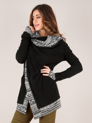 Toonzshop Namkha Awut Cardigan Strickjacke Damen Schwarz | 7043BFLOH