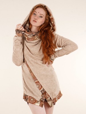 Toonzshop Namkha Lengaï Cardigan Strickjacke Damen Beige | 2379HTIUY