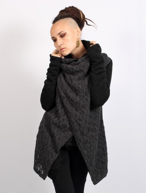 Toonzshop Namkha Tisya Crochet Cardigan Strickjacke Damen Schwarz | 1760VIBEO
