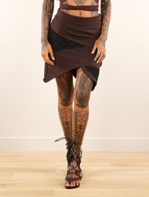 Toonzshop Nangaï Skirt Rock Damen Braun Schwarz | 4501GLYRS
