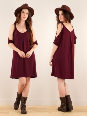 Toonzshop Narasimhäa Bare Shoulders Dress Kleid Damen Wine | 8219XTUYC