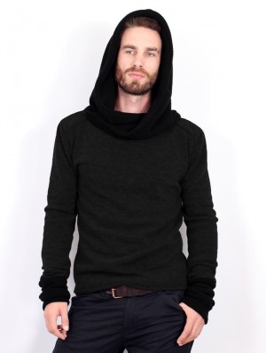 Toonzshop Nemöo Big Collar Hooded Sweater Pullover Herren Schwarz | 3412SGLFK