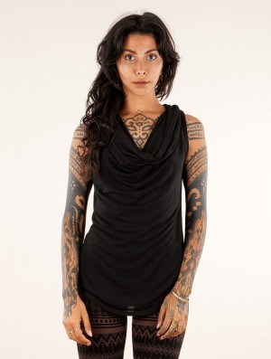 Toonzshop Nephilim Cowl Neck Sleeveless Top Oberteile Damen Schwarz | 6958KVHGF