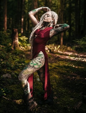 Toonzshop Nephilim Long Slit Dress Kleid Damen Wine | 5846SHVDJ