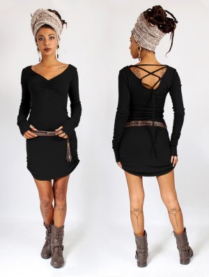 Toonzshop Nikkäa Sweater Dress Kleid Damen Schwarz | 4136XUIKD
