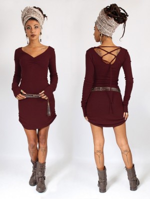 Toonzshop Nikkäa Sweater Dress Kleid Damen Wine | 3675UNXRI