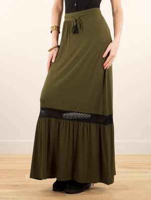 Toonzshop Nimue Long Skirt Rock Damen Grün | 0324MZTLY