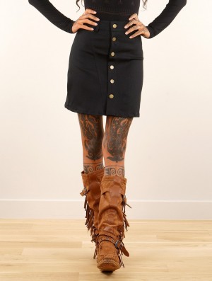 Toonzshop Ninwë Denim Mini Skirt Rock Damen Schwarz | 0618OPATK