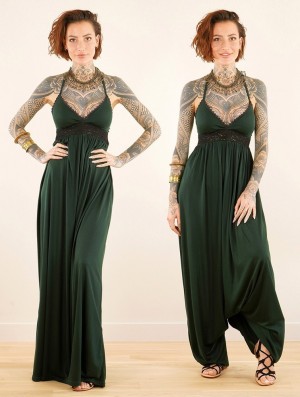 Toonzshop Nolofinwe Strappy Bare Back Long Dress And Harem Pant Overalls Kleid Damen Grün | 5129UQFOC