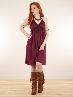 Toonzshop Nolofinwe Strappy Bare Back Short Dress Kleid Damen Wine | 5673BRFXK
