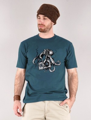Toonzshop Octopus K7 Printed Short Sleeve T-shirt T-Shirt Herren Dunkelblau | 4702GKLFU