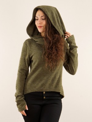 Toonzshop Oxymöre Mini Hoodie Hoodie Damen Khaki Grün | 7236VFNSU