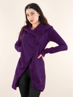 Toonzshop Panimya Large Collar Crossed Front Jacket Jacken Damen Lila | 1509BFHDS