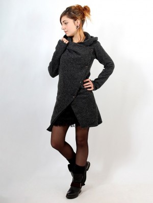 Toonzshop Panimya Large Collar Crossed Front Jacket Jacken Damen Grau | 5467ZGUCM