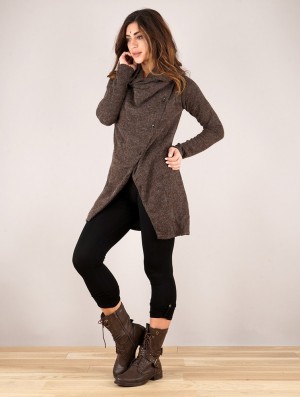 Toonzshop Panimya Large Collar Crossed Front Jacket Jacken Damen Braun | 8205NULXE
