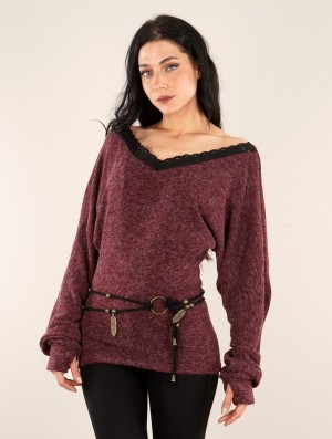 Toonzshop Physälis 2in1 Roll-up Sweater Pullover Damen Wine | 1076DABRH