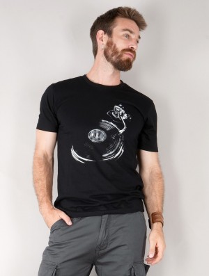 Toonzshop Play Record Printed Short Sleeve T-shirt T-Shirt Herren Schwarz Weiß | 7531TLYMW