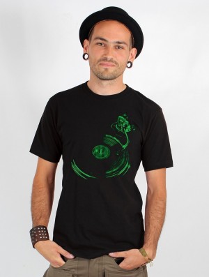 Toonzshop Play Record Printed Short Sleeve T-shirt T-Shirt Herren Schwarz Grün | 7240WJNHF