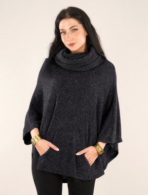 Toonzshop Poncho "Taraka" Ponchos Damen Dunkelgrau | 3809VSLHM