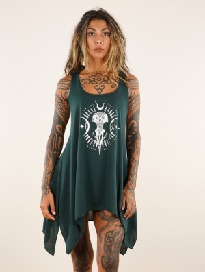 Toonzshop Ridaloo Printed Knotted Sleeveless Tunic Oberteile Damen Silber | 3486HKRUN