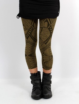 Toonzshop Rinji Africa Printed ¾ Leggings Leggings Damen Grün | 9745XECWR