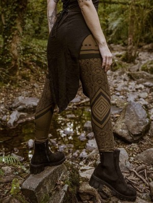 Toonzshop Rinji Floral Circuit Printed Long Leggings Leggings Damen Olivgrün Grün | 5329EMADK