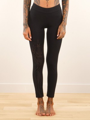 Toonzshop Rinji Sacred Egyptian Beetle Printed Long Leggings Leggings Damen Schwarz | 2186DVPRF