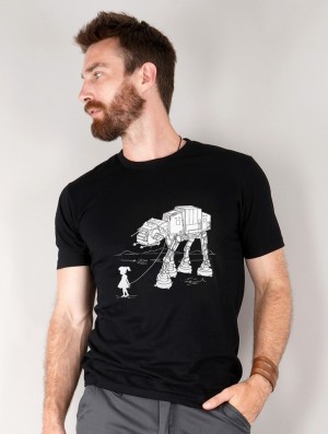 Toonzshop Robot Pet Printed Short Sleeve T-shirt T-Shirt Herren Schwarz | 9538JORZF