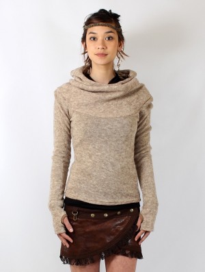 Toonzshop Sadiva Hooded Pullover Pullover Damen Beige | 9048XUSRB