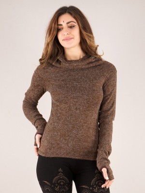 Toonzshop Sadiva Hooded Pullover Pullover Damen Braun | 6972VJKZH