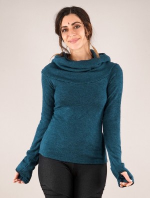 Toonzshop Sadiva Hooded Pullover Pullover Damen Teal | 3782QWBUC