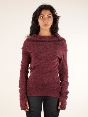 Toonzshop Sadiva Hooded Pullover Pullover Damen Wine | 2174VUZKG