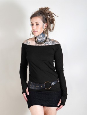 Toonzshop Saädiya Long Sleeve Top Oberteile Damen Schwarz | 5168QGBMW