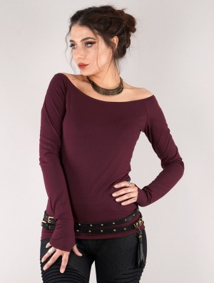 Toonzshop Saädiya Long Sleeve Top Oberteile Damen Wine | 5413VZBJE