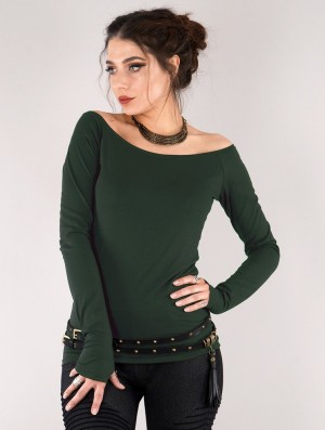 Toonzshop Saädiya Long Sleeve Top Oberteile Damen Grün | 4093KWDYS
