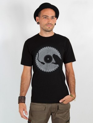 Toonzshop Saw Blade Dj Printed Short Sleeve T-shirt T-Shirt Herren Schwarz | 4207NAPFM