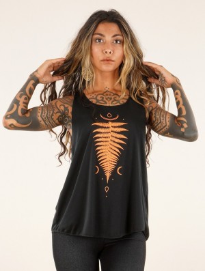 Toonzshop Shartiva Printed Tank Top Tanktop Damen Schwarz Orange | 3501SWJTR