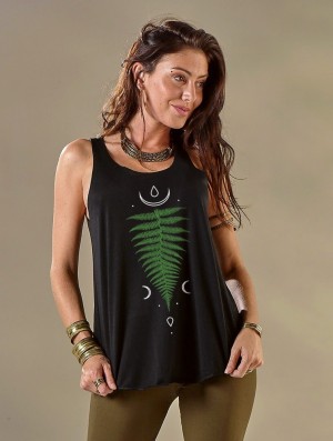 Toonzshop Shartiva Printed Tank Top Tanktop Damen Schwarz Grün | 6417QCUFM