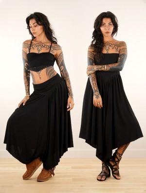 Toonzshop Shojo Skirted Harem Pant 2in1 Dress Kleid Damen Schwarz | 7963OVQKT