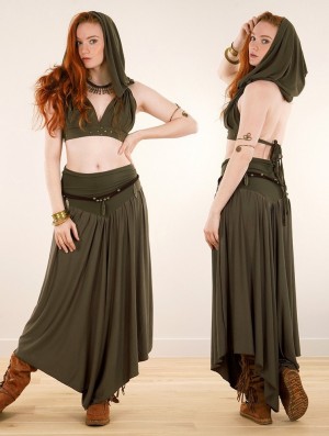 Toonzshop Shojo Skirted Harem Pant 2in1 Dress Kleid Damen Khaki | 5083LFPEJ