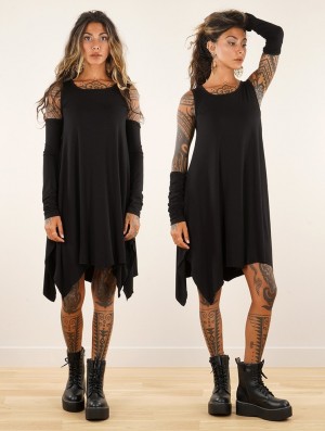 Toonzshop Short Dress With Removable Sleeves "Lilin" Kleid Damen Schwarz | 8726GZPAJ