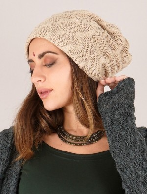 Toonzshop Sükk Crochet Dreadlocks Big Beanie Mütze Damen Beige | 2516FARMO