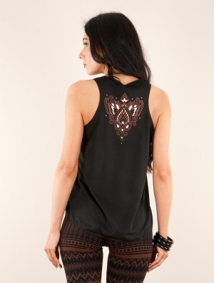 Toonzshop Talah Printed Tank Top Tanktop Damen Schwarz Braun | 6058CQVDL