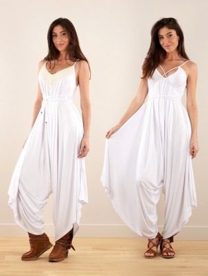 Toonzshop Topäaz Loose And Reversible Strappy Jumpsuit Jumpsuit Damen Weiß | 3925IDVJN