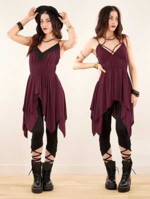 Toonzshop Topäaz Loose And Reversible Strappy Tunic Oberteile Damen Wine | 8632NCTRM