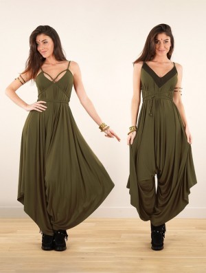 Toonzshop Topäaz Loose And Reversible Strappy Jumpsuit Jumpsuit Damen Khaki | 3206VUREP
